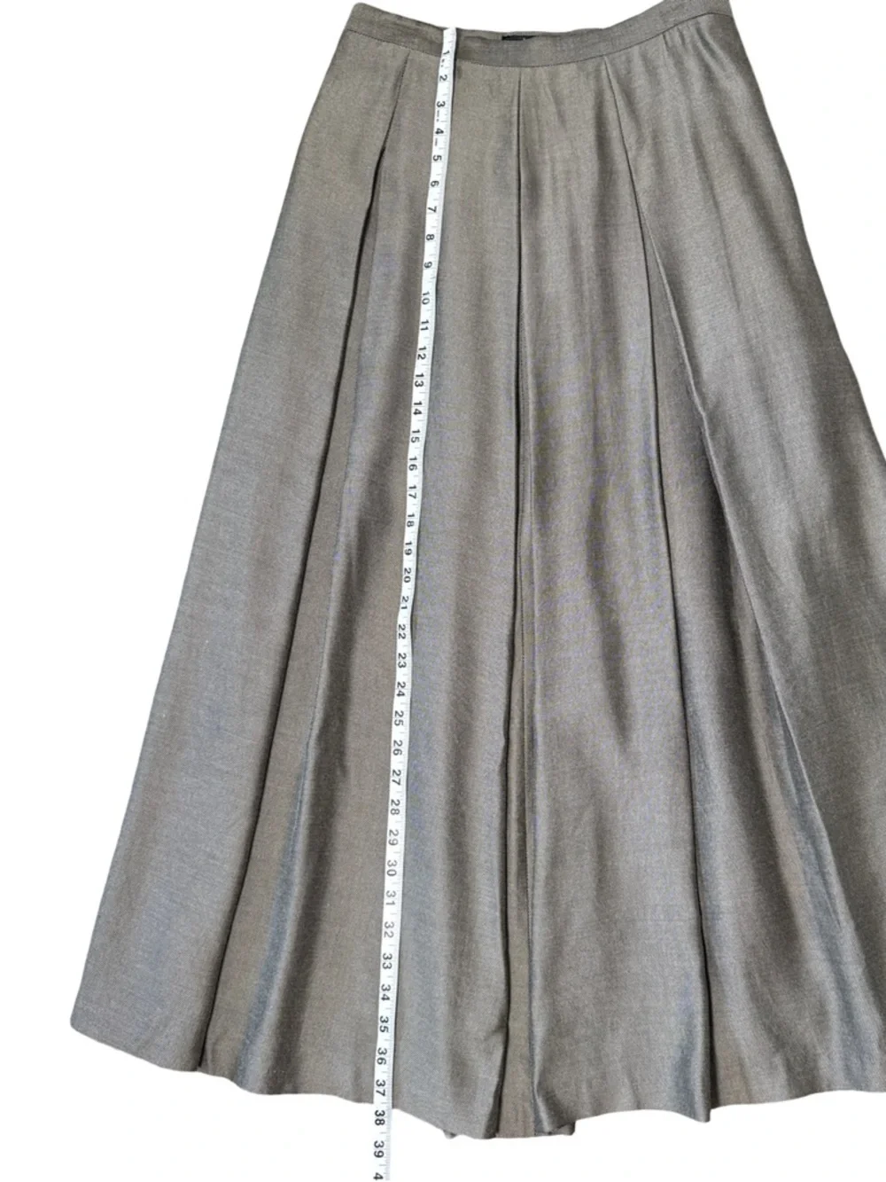 baba‎ Gray Textured Pleated Midi Skirt A-Line Workwear Lined US 12